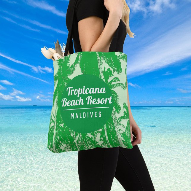 Tropical Beach Resort with Palm Trees Design Tote Bag (Creator Uploaded)