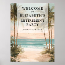 Tropical Beach Retirement Party Welcome Sign