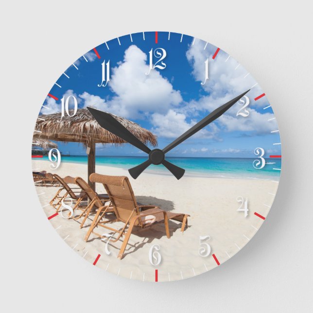 Tropical beach round clock (Front)