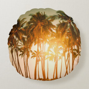 Tropical beach round cushion