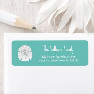 Tropical Beach Sand Dollar Teal Return Address Label