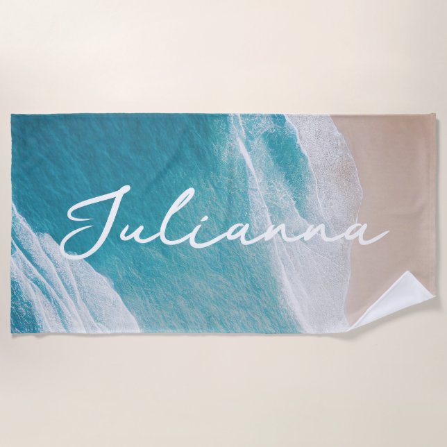 Tropical Beach Sand Ocean Waves  Towel (Front)