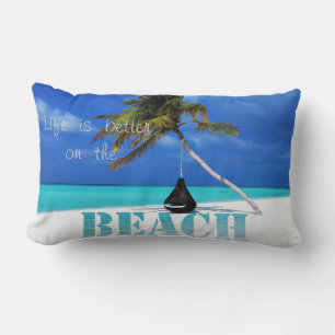 Tropical Beach,Sand ,Palm Lumbar Cushion