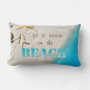 Tropical Beach,Sand,Seastar,Seashell Lumbar Cushion