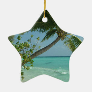 Tropical Beach Sand Sun Water Ocean Waves Surf Art Ceramic Ornament