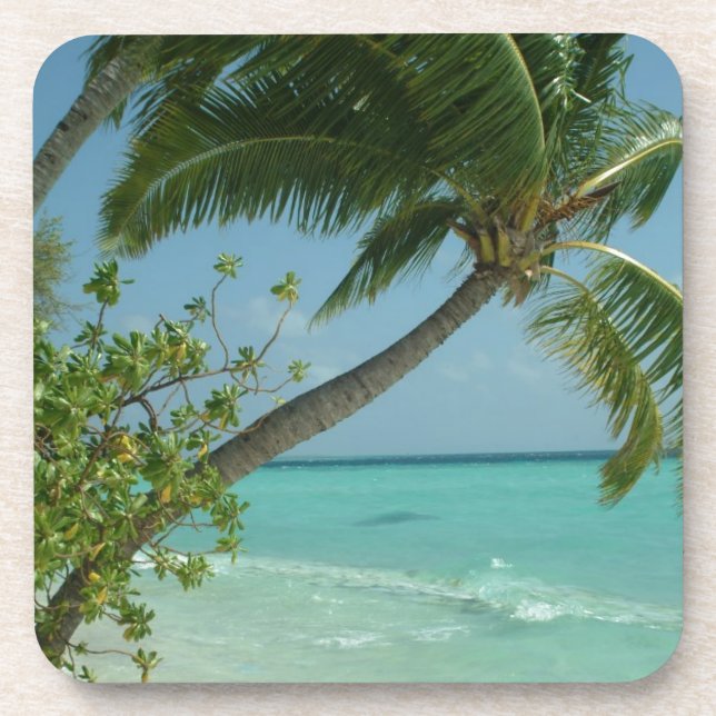 Tropical Beach Sand Sun Water Ocean Waves Surf Art Coaster (Front)