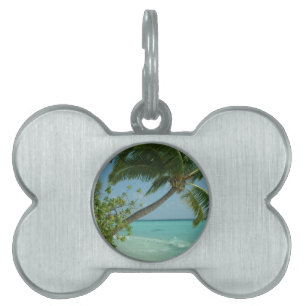 Tropical Beach Sand Sun Water Ocean Waves Surf Art Pet Name Tag