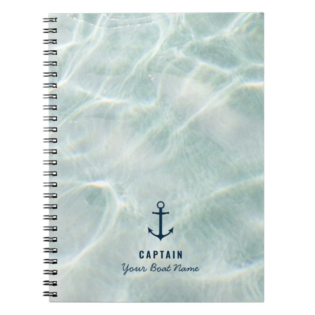 Tropical Beach & Sandy Nautical Custom Boat Name  Notebook (Front)