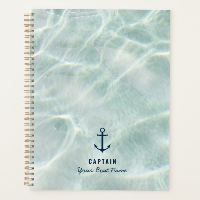 Tropical Beach & Sandy Nautical Custom Boat Name  Planner (Front)