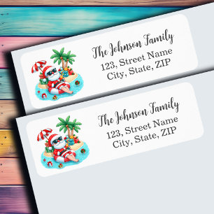 Tropical Beach Santa Return Address Label