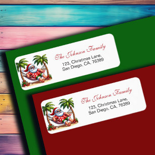 Tropical Beach & Santa Return Address Label