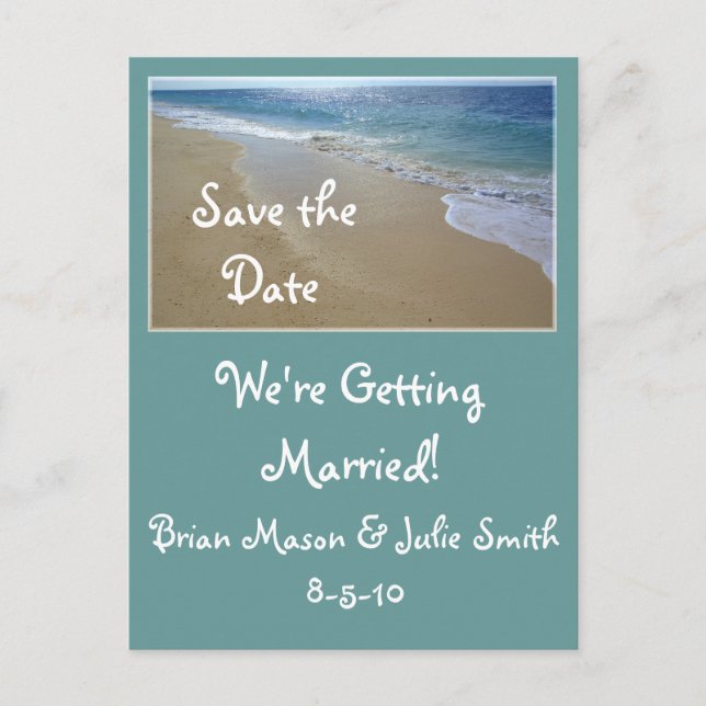 tropical-beach-, Save the Date, ... Announcement Postcard (Front)