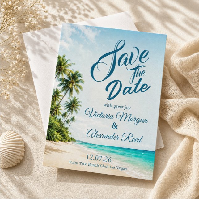Tropical Beach Save the Date Wedding Invitation (Creator Uploaded)