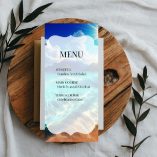 Tropical Beach Scalloped Wedding Menu Card
