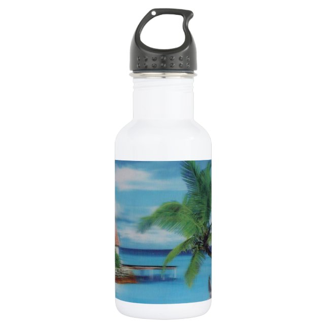 Tropical Beach Scene Art Print 532 Ml Water Bottle (Front)