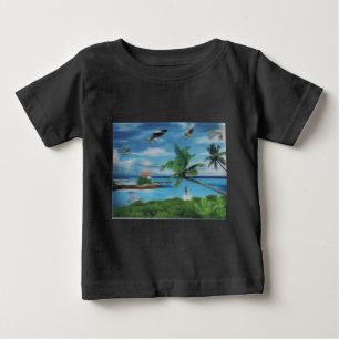 Tropical Beach Scene Art Print Baby T-Shirt