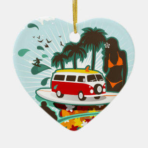 Tropical Beach Scene Ceramic Tree Decoration
