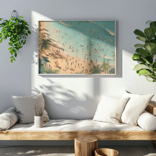 Tropical Beach Scene Coastal Summer Poster