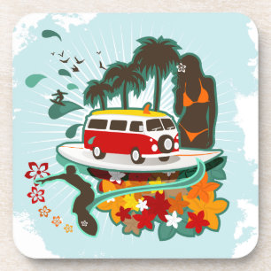 Tropical Beach Scene Coaster