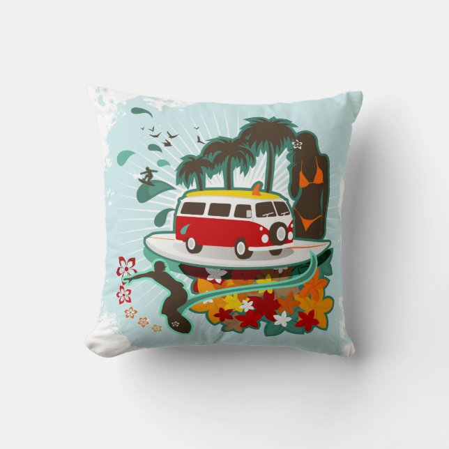 Tropical Beach Scene Cushion (Front)