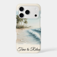 Tropical Beach Scene in a Watercolor Style