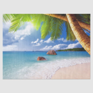 Tropical Beach Scene Palm Trees Decoupage Tissue Paper
