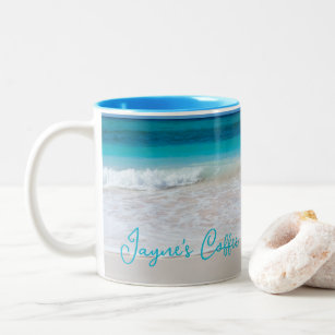 Tropical Beach Scene Personalised Coffee Mug