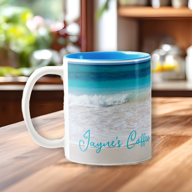 Tropical Beach Scene Personalised Coffee Mug (Creator Uploaded)
