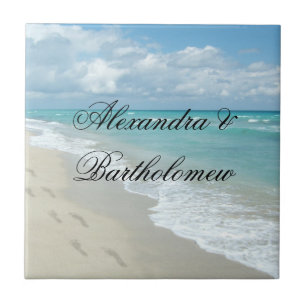 Tropical Beach Scene Personalised Keepsake Ceramic Tile