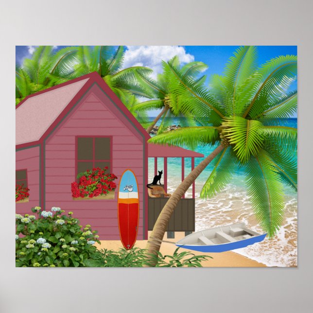 Tropical Beach Scene Poster (Front)