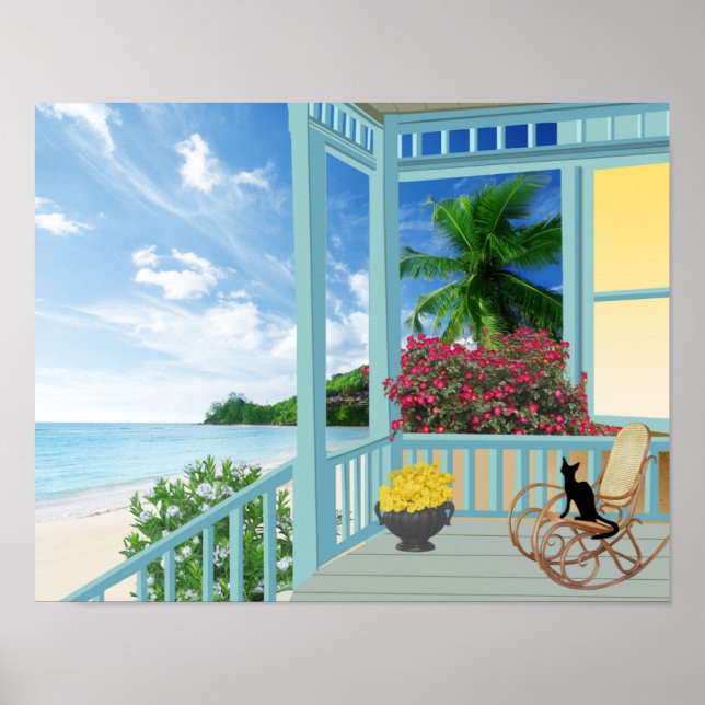 Tropical Beach Scene Poster (Front)
