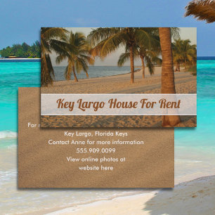 Tropical Beach Scene Rental Property Advertisement Business Card