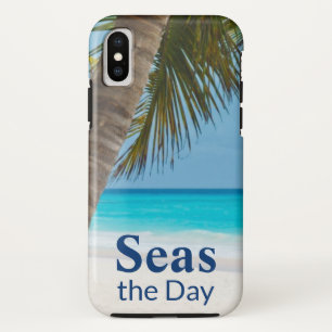 Tropical beach scene Seas the Day iPhone X Case