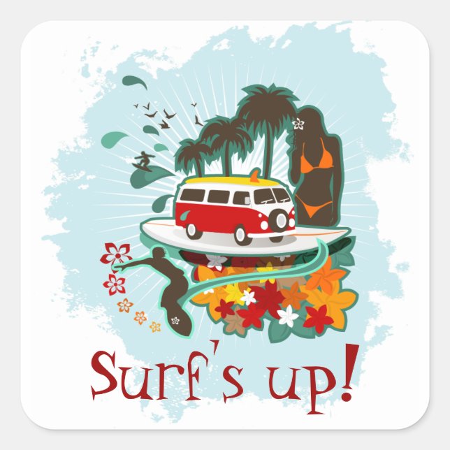 Tropical Beach Scene Square Sticker (Front)