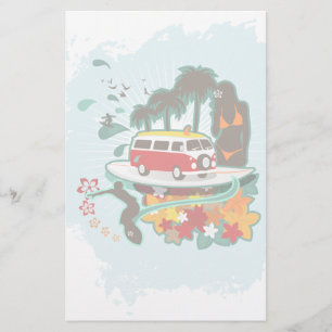Tropical Beach Scene Stationery