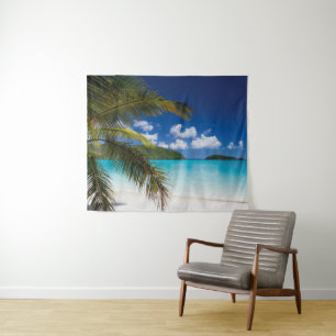 Tropical Beach Scene Tapestry