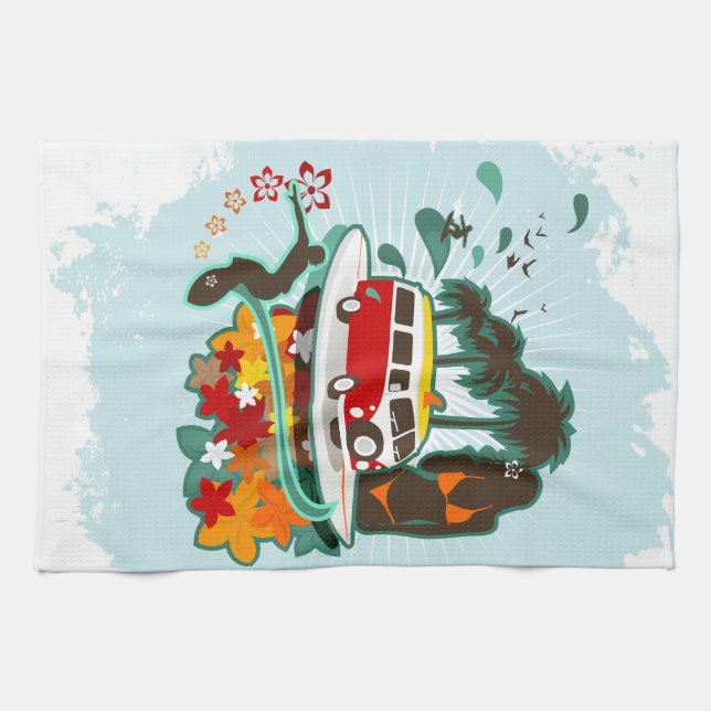 Tropical Beach Scene Tea Towel (Horizontal)