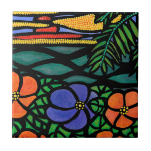 Tropical Beach Scene Tile