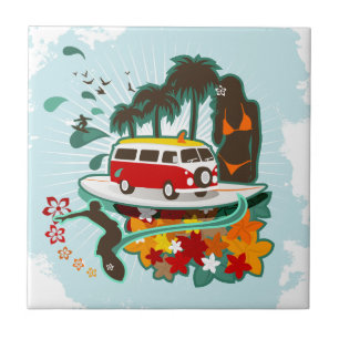 Tropical Beach Scene Tile