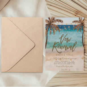 tropical beach scene vow renewal invitation