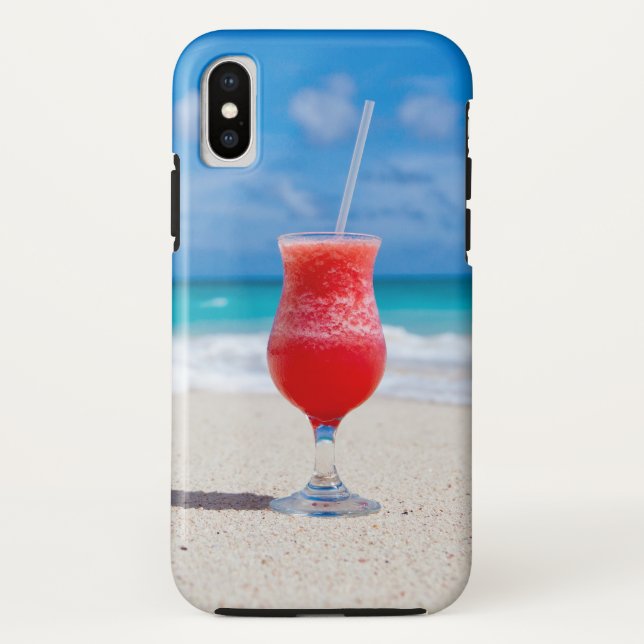 Tropical Beach Scene With Fancy Mixed Drink Case-Mate iPhone Case (Back)