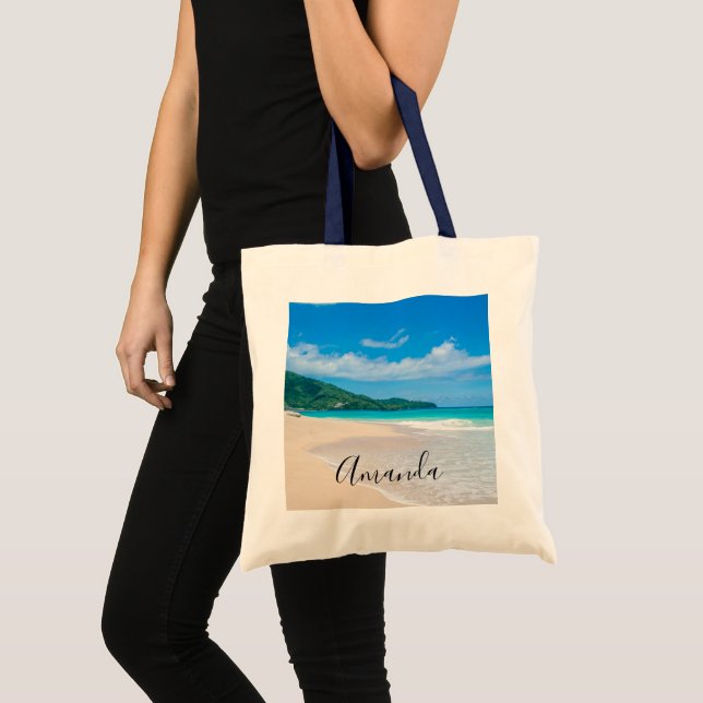 Tropical Beach Scenic Photo Tote Bag (Front (Product))
