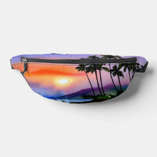 Tropical Beach Scenic Watercolor Bum Bags