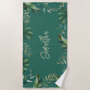 Tropical Beach Script Botanical Custom Beach Towel