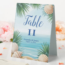 Tropical Beach Sea Blue Table Number Sign