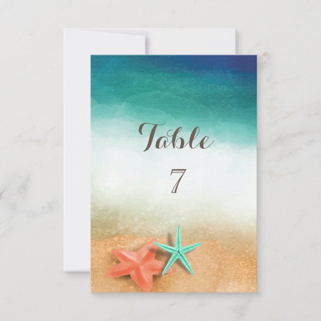 Tropical Beach Sea fish Table Card (Front)