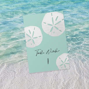 Tropical Beach Sea Glass & White Sand Dollars  Table Number