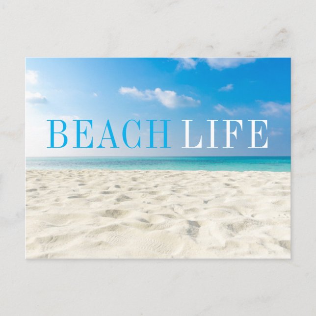 Tropical Beach Sea Sand Sky & Summer Day Postcard (Front)