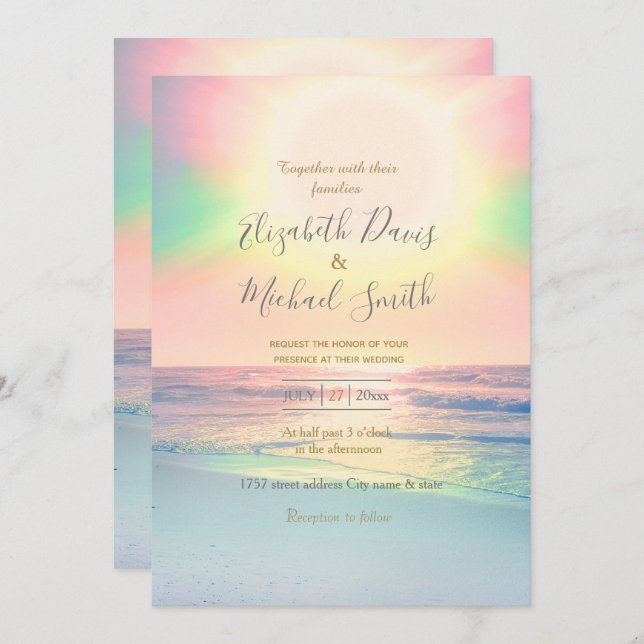 Tropical Beach Sea Sun Colourful Summer Invitation (Front/Back)
