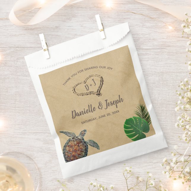 Tropical Beach Sea Turtle Wedding Favour Bag (Clipped)